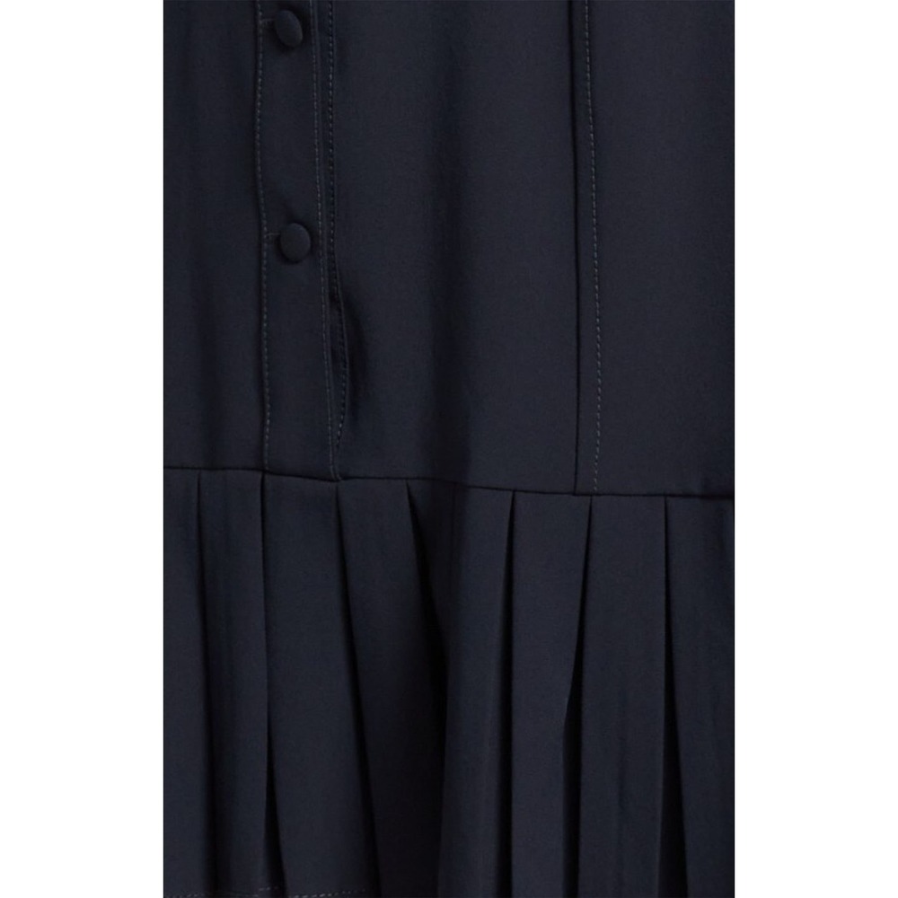Cinq a Sept Lucilla Dress Navy Blue Pleated Ruffle Ruched Sleeve Mini NWT Size 8 - Picture 4 of 7